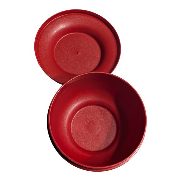 VTG Red TUPPERWARE Seal N Serve Bowl #1436 w/ Lid 1437-18 Container USA - Picture 3 of 6